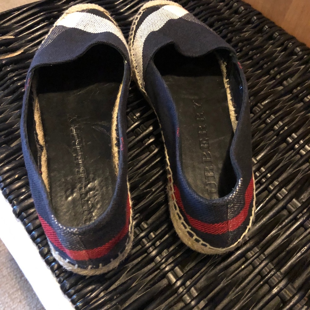 Burberry Navy and Red Canvas Espadrilles